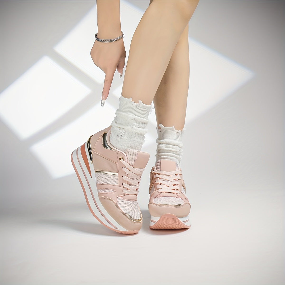 Women's Wedge Platform Sneakers, Running Shoes, Spring Autumn Casual
