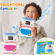 Mini Educational Laptop Toy for Kids 3+ with Letters Numbers and Music White Blue Pink