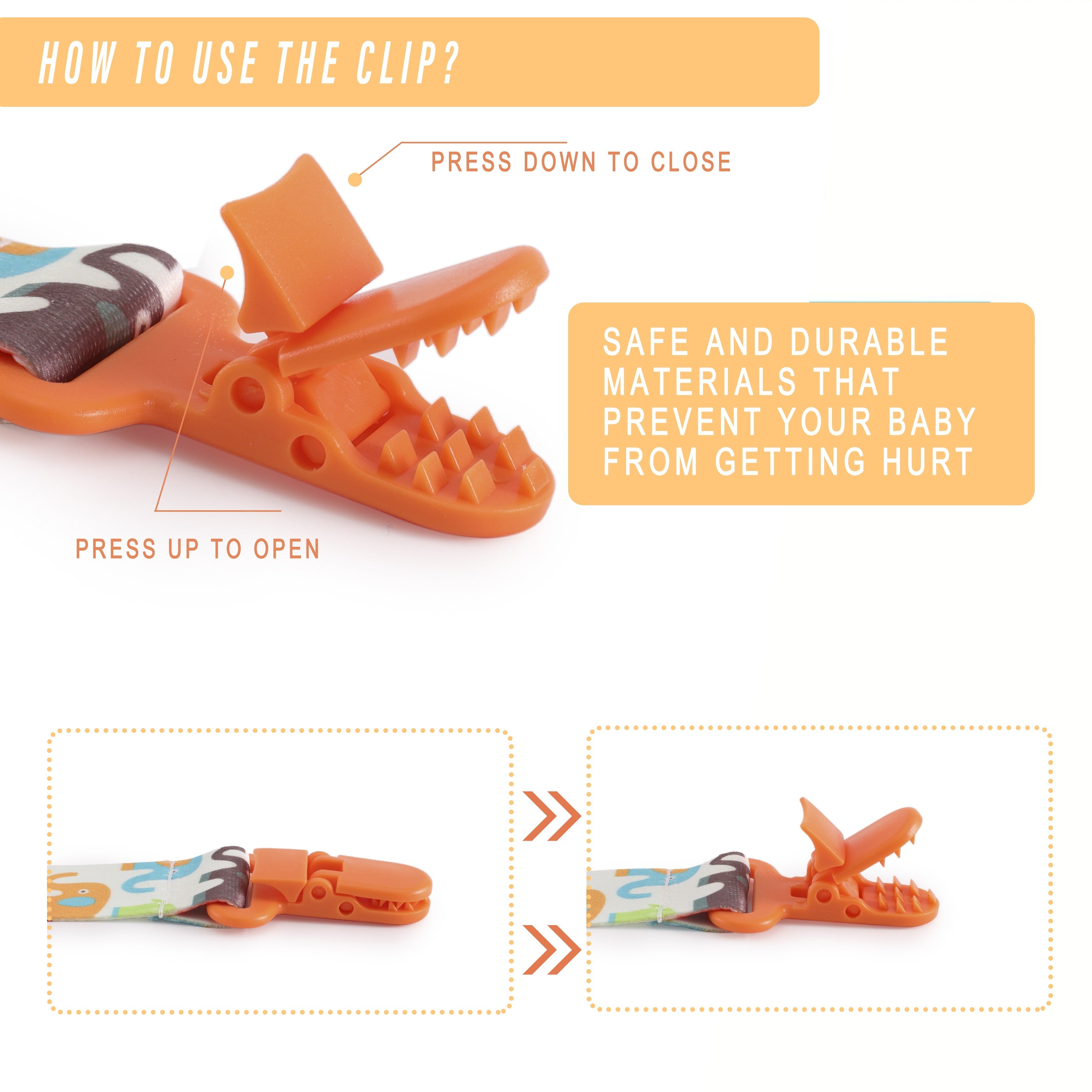 Baby Pacifier Clip for Boys and Girls Durable Teether Holder Halloween Thanksgiving Christmas Gift