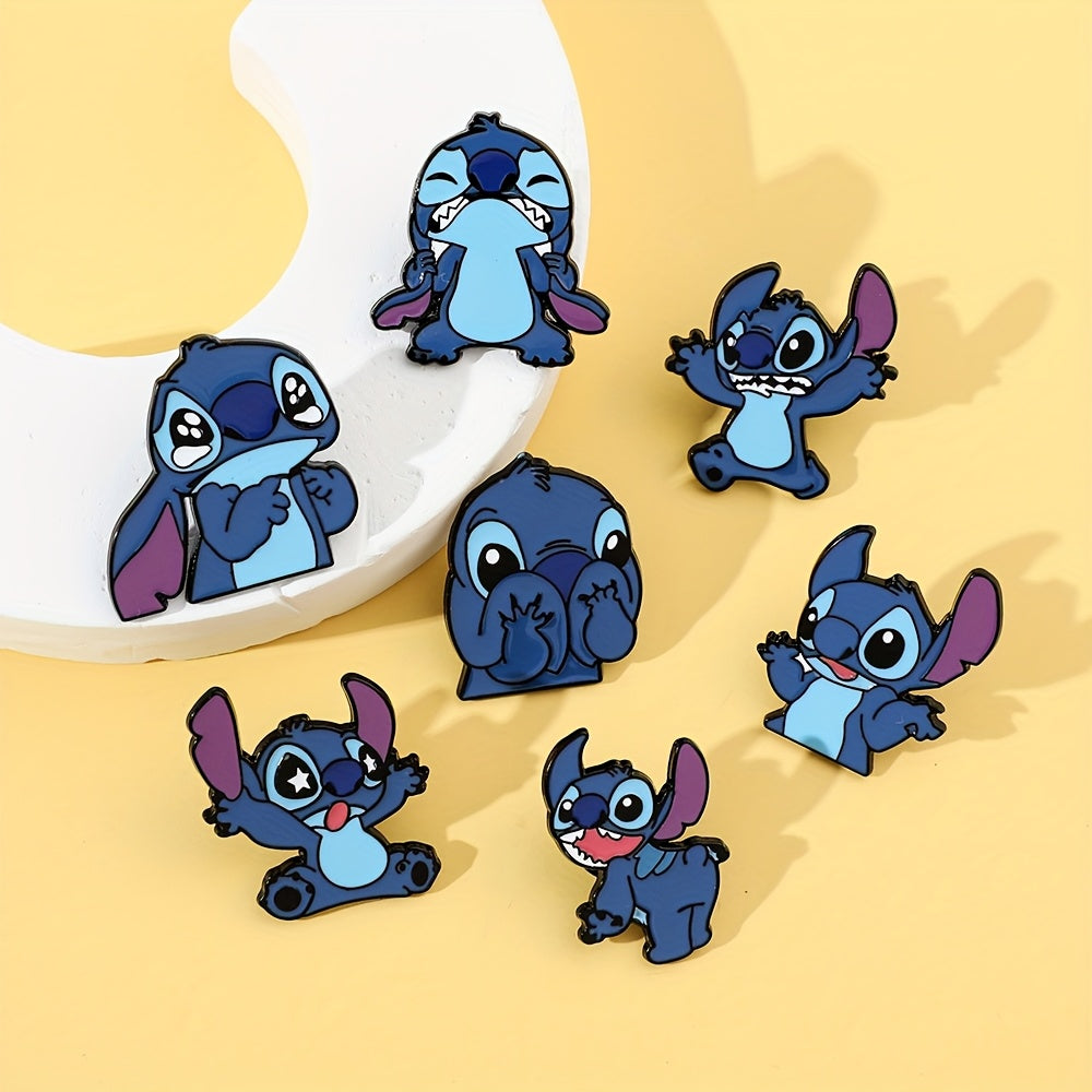 7 ta Disney Stitch emal pinlari to'plami, multfilm hayvonlar belgilari kiyim va sumkalar uchun