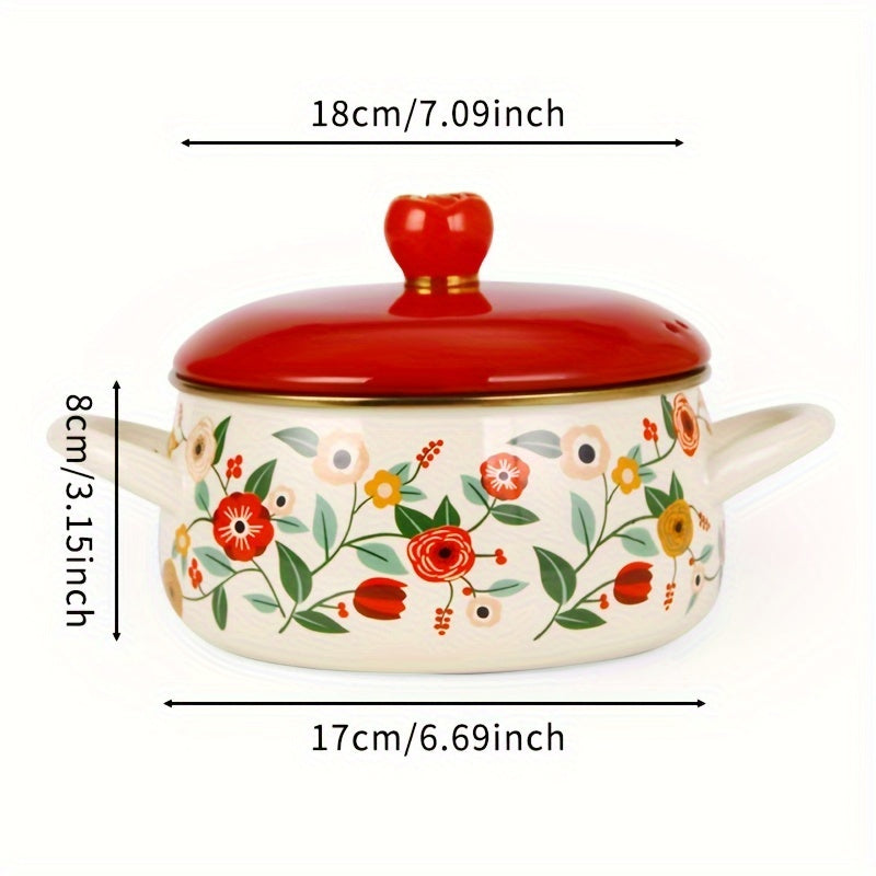 Enamel Cookware Pot with 18cm Diameter for Cooking and Serving