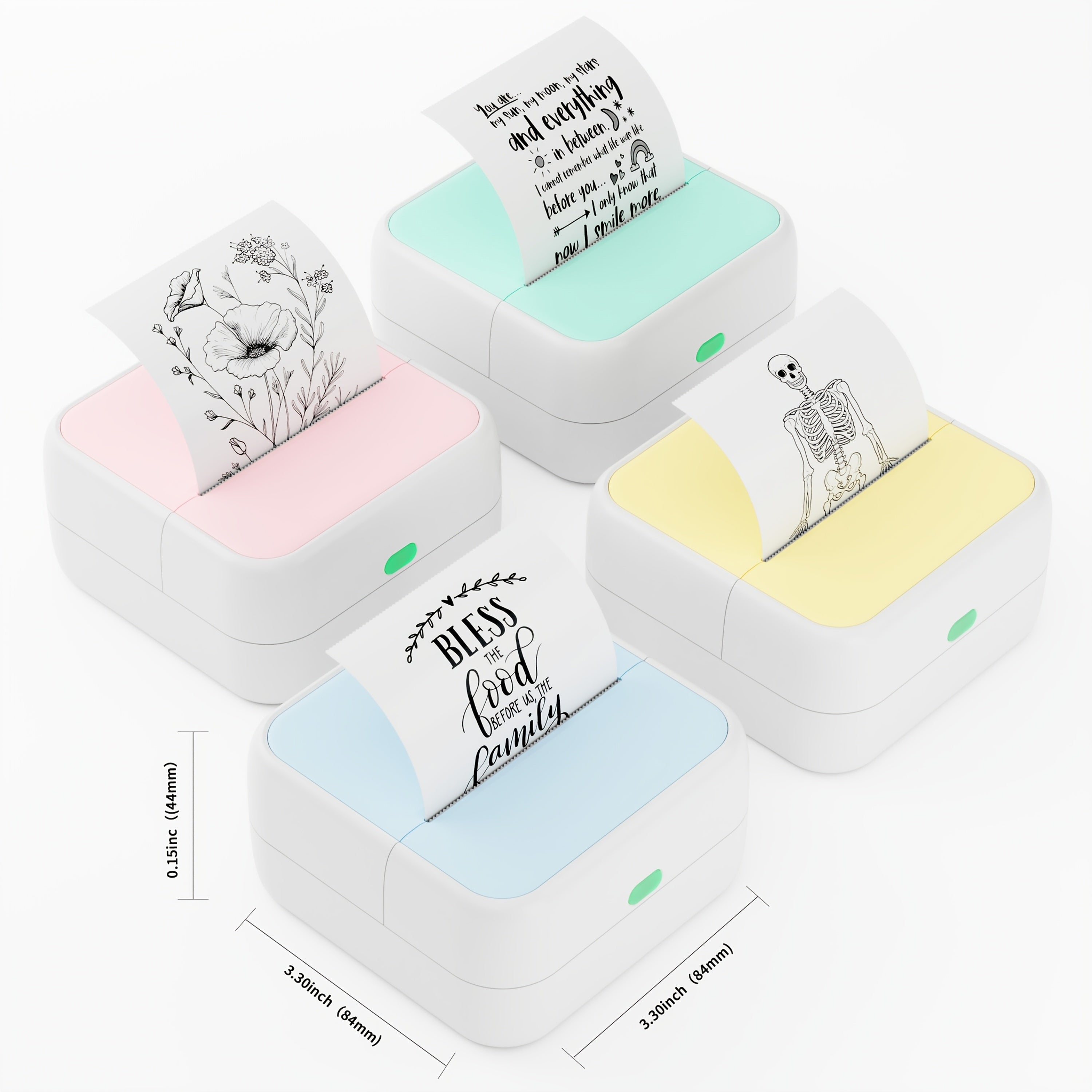 Portable Thermal Label Printer Wireless Battery-Powered for Android iOS Monochrome