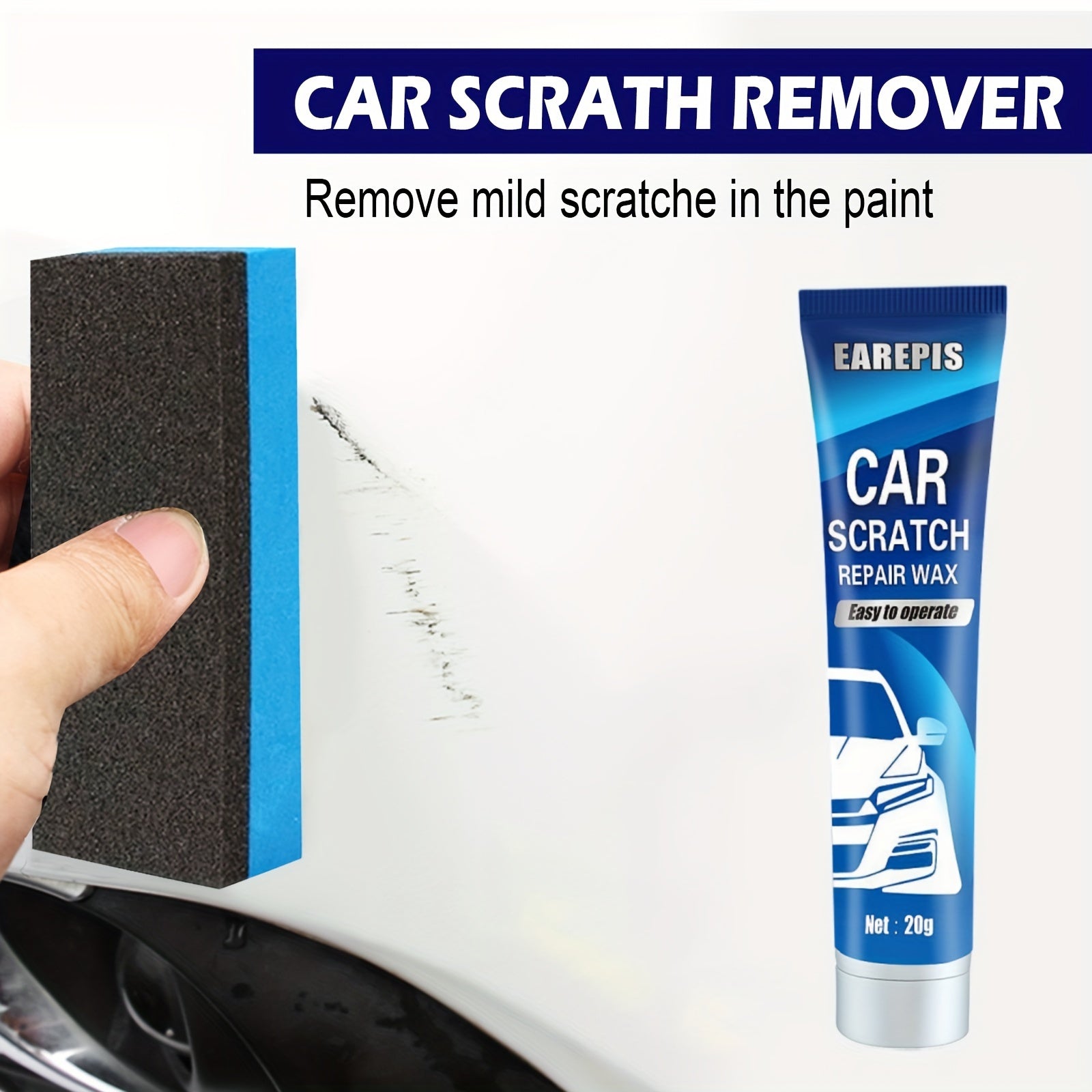 20g Car Scratch Remover Wax Kit with Sponge Applicator for Auto Surface Repair