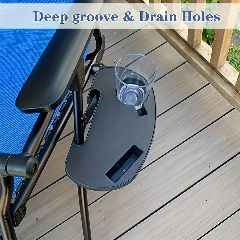 Black Portable Camping Chair Side Table with Drink and Snack Holder