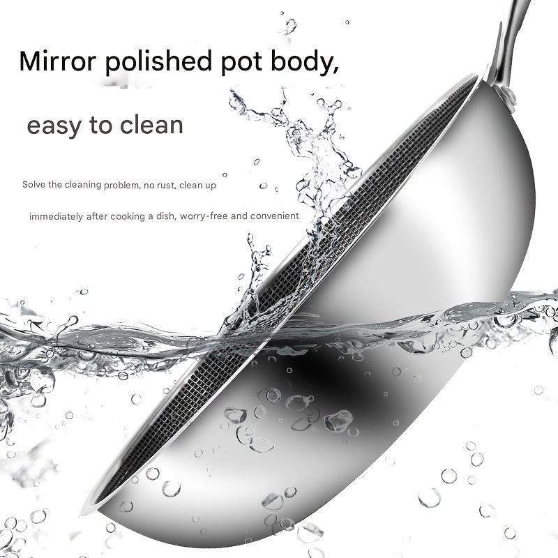 Stainless Steel Wok Non-Stick Coating High-Temperature Rust-Resistant for Stir-Frying