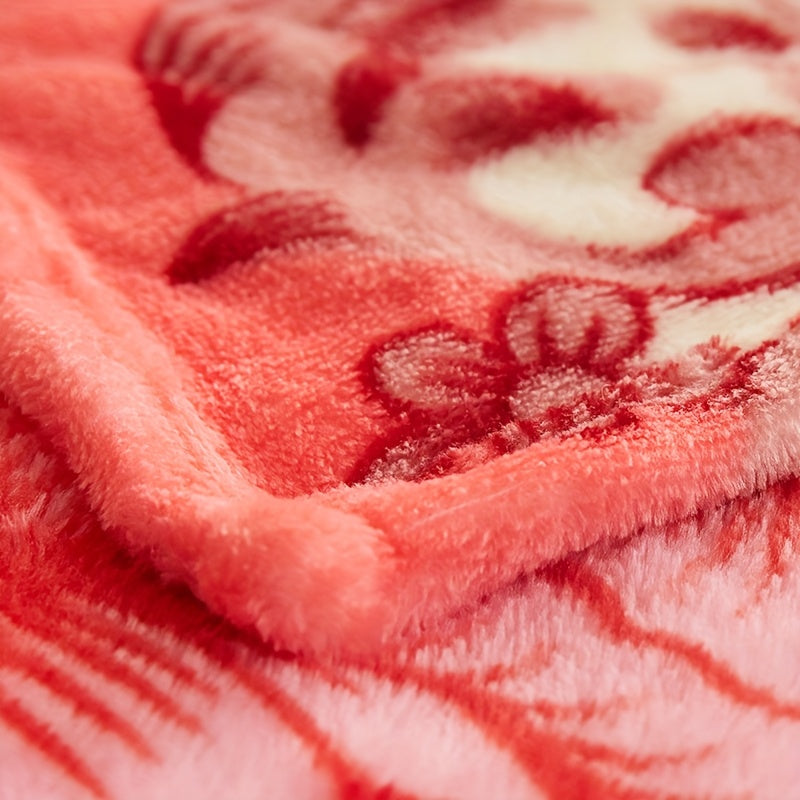 Beige Fleece Blanket Small Flower Pattern Soft Warm for Bed Sofa Camping