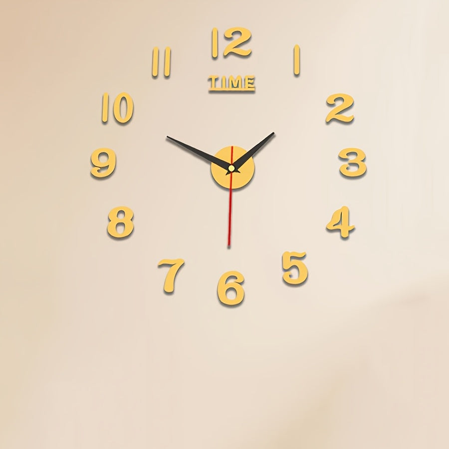 36V Battery Operated Wall Clock Sticker Acrylic Black Modern Silent Home Decor