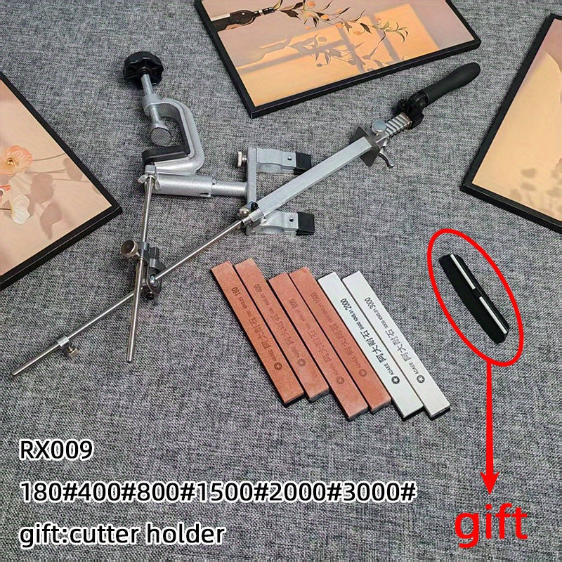 Boshqariladigan burchak va statik silliqlash moslamasi bilan oshxona asboblarini silliqlash tizimi.