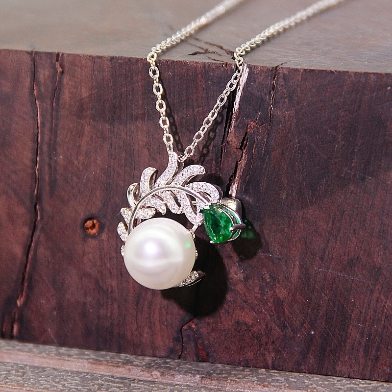 Convertible Brooch Necklace with Faux Pearl Pendant for Women Suit Sweater Accessories