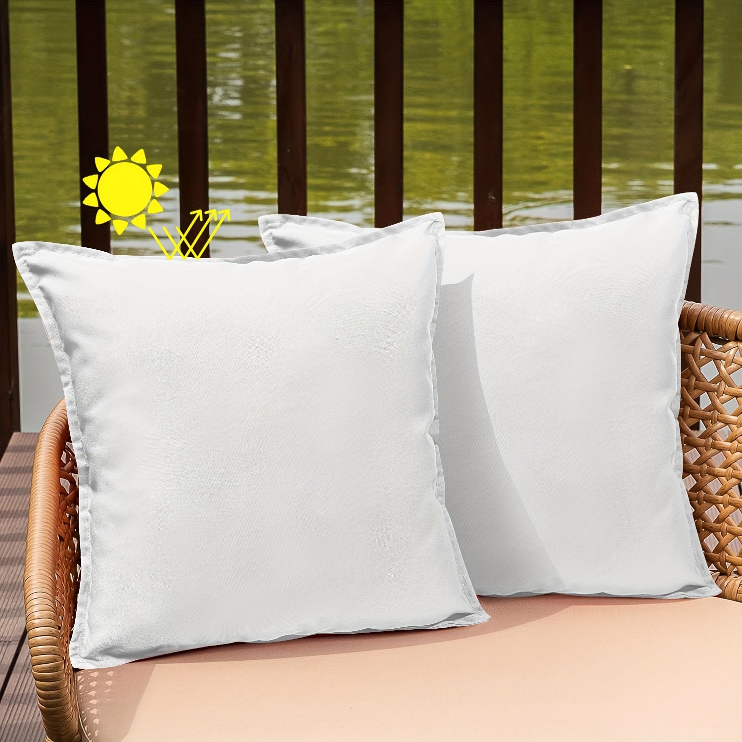 Green Outdoor Cushion Covers 2 Pack Zipper Polyester for Patio Garden Furniture