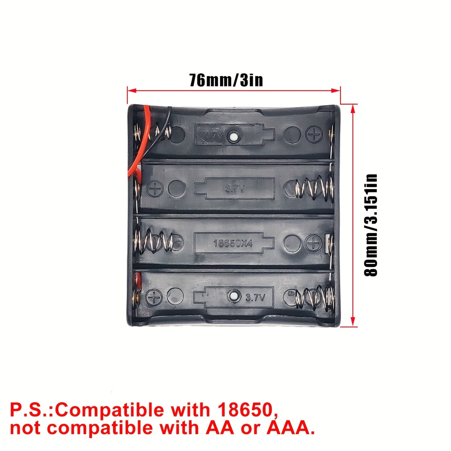 Lithium Battery Storage Box for 18650 Cells Battery Holder with Leads