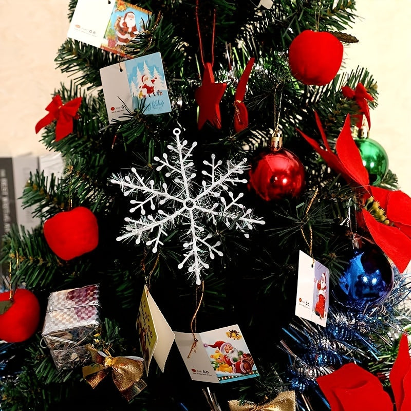 Set of 12 White Snowflake Ornaments for Christmas Tree and Holiday Decor