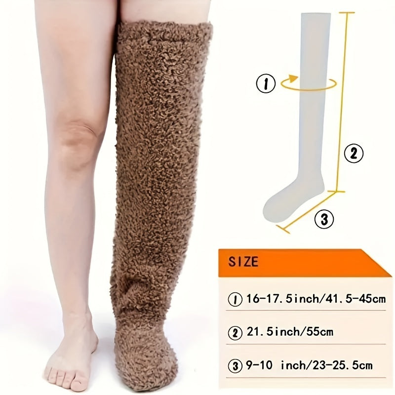 Women's Over Knee Slipper Boots Thermal Plush Home Shoes Cozy Warm Floor Slippers