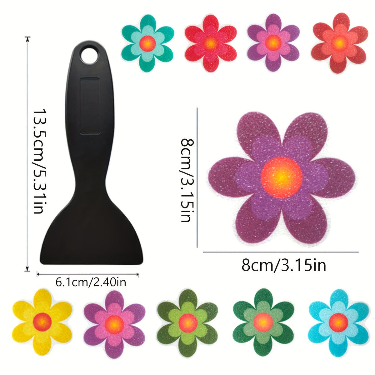 Set of 10 Flower Shape Anti-Slip Bathroom Stickers 8cm Self-Adhesive Pads
