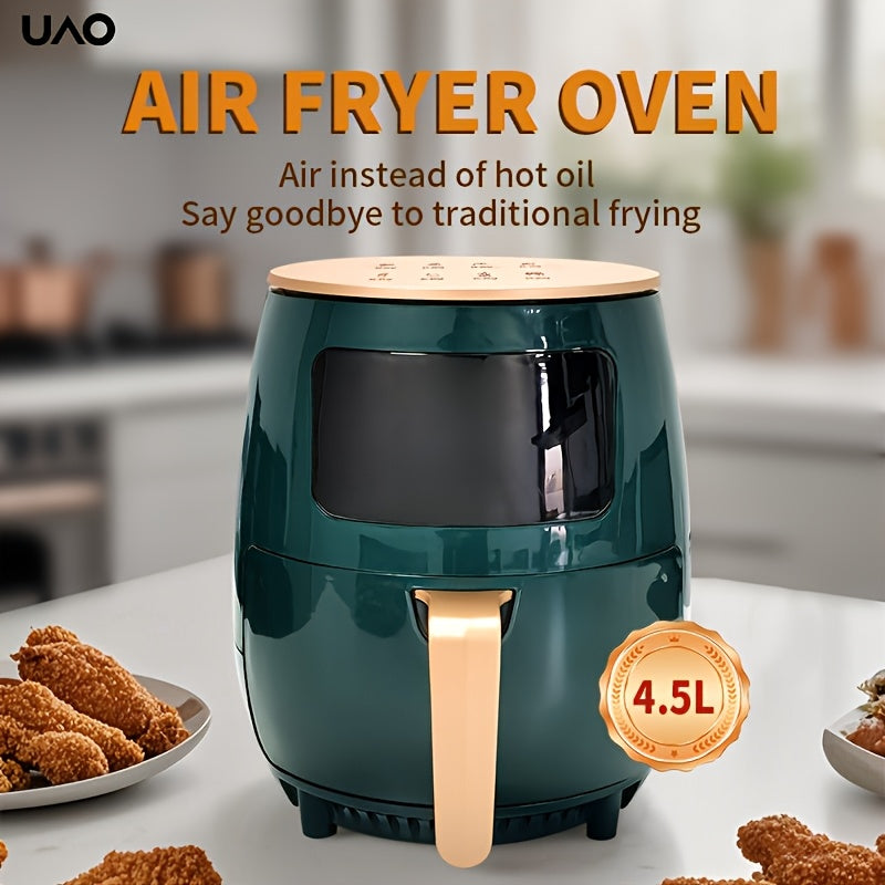 Freidora de aire eléctrica de 4.5L con pantalla LCD, sartén antiadherente, fácil de limpiar y multifuncional