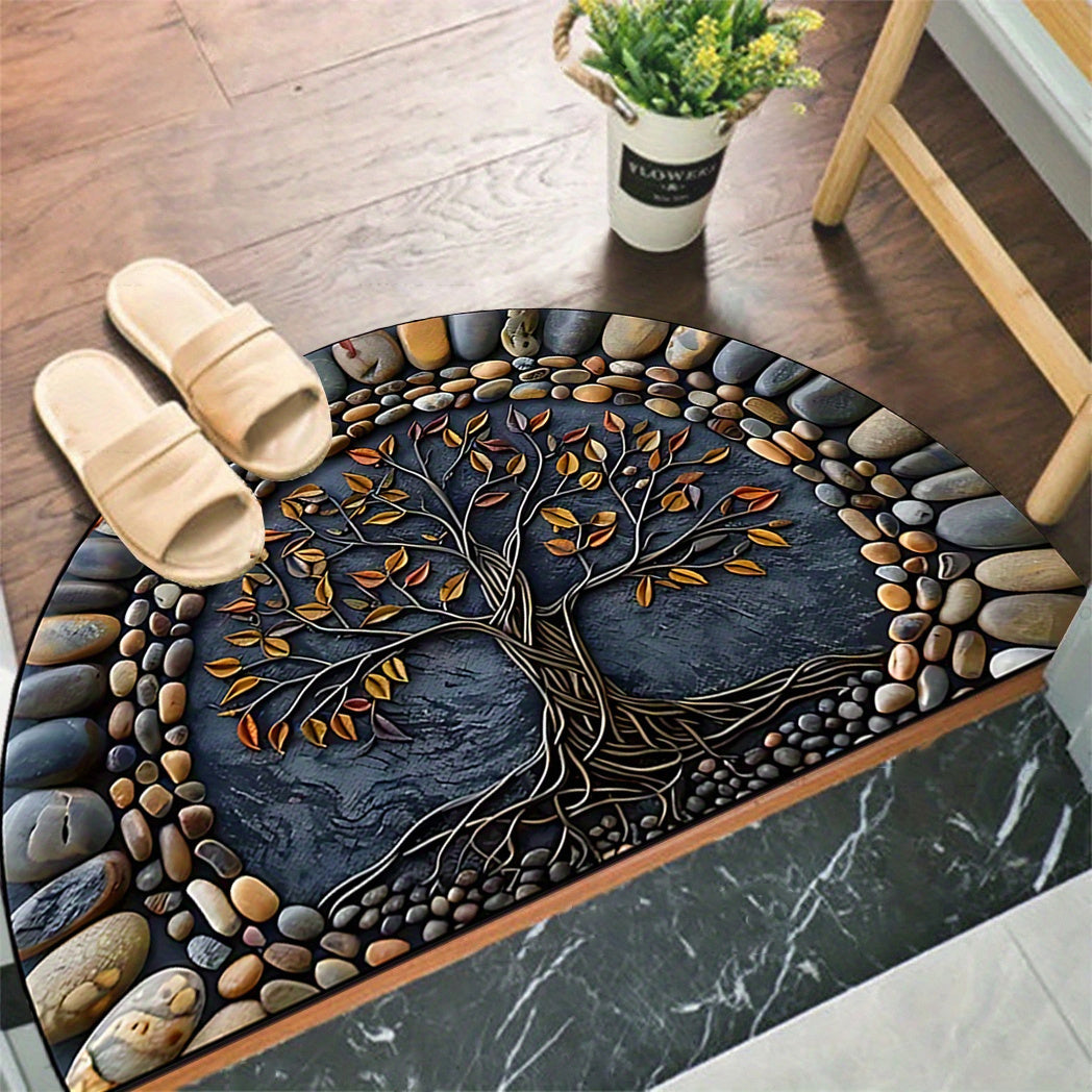 Tree of Life Welcome Mat Polyester Indoor Outdoor Non-Slip Washable Door Mat