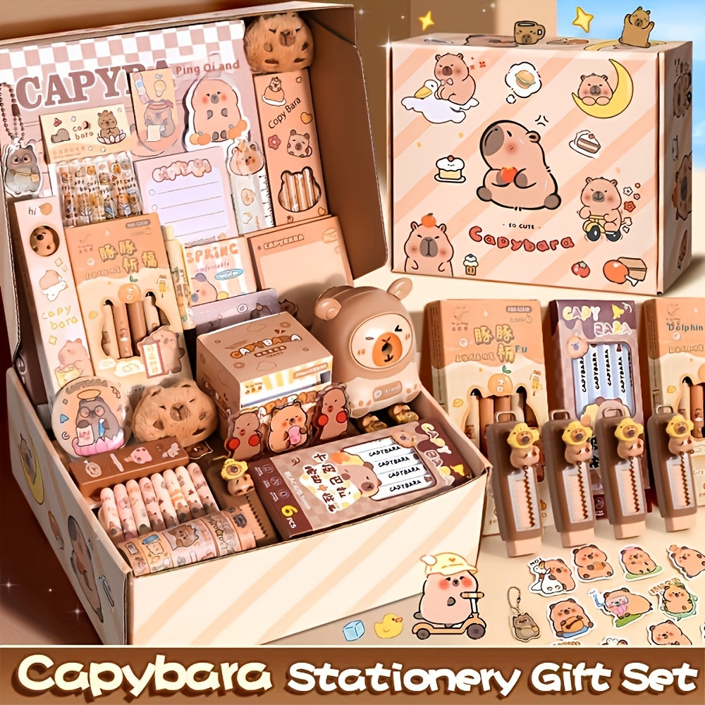 Capybara Themed Stationery Gift Set Notebooks Pens Paper Clips Accessories for Students and Animal Lovers