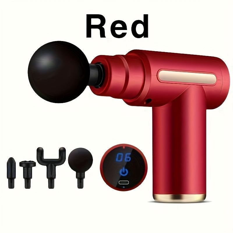 Portable Deep Tissue Massage Gun with 6 Speed Levels 4 Massage Heads Rechargeable Lithium Battery