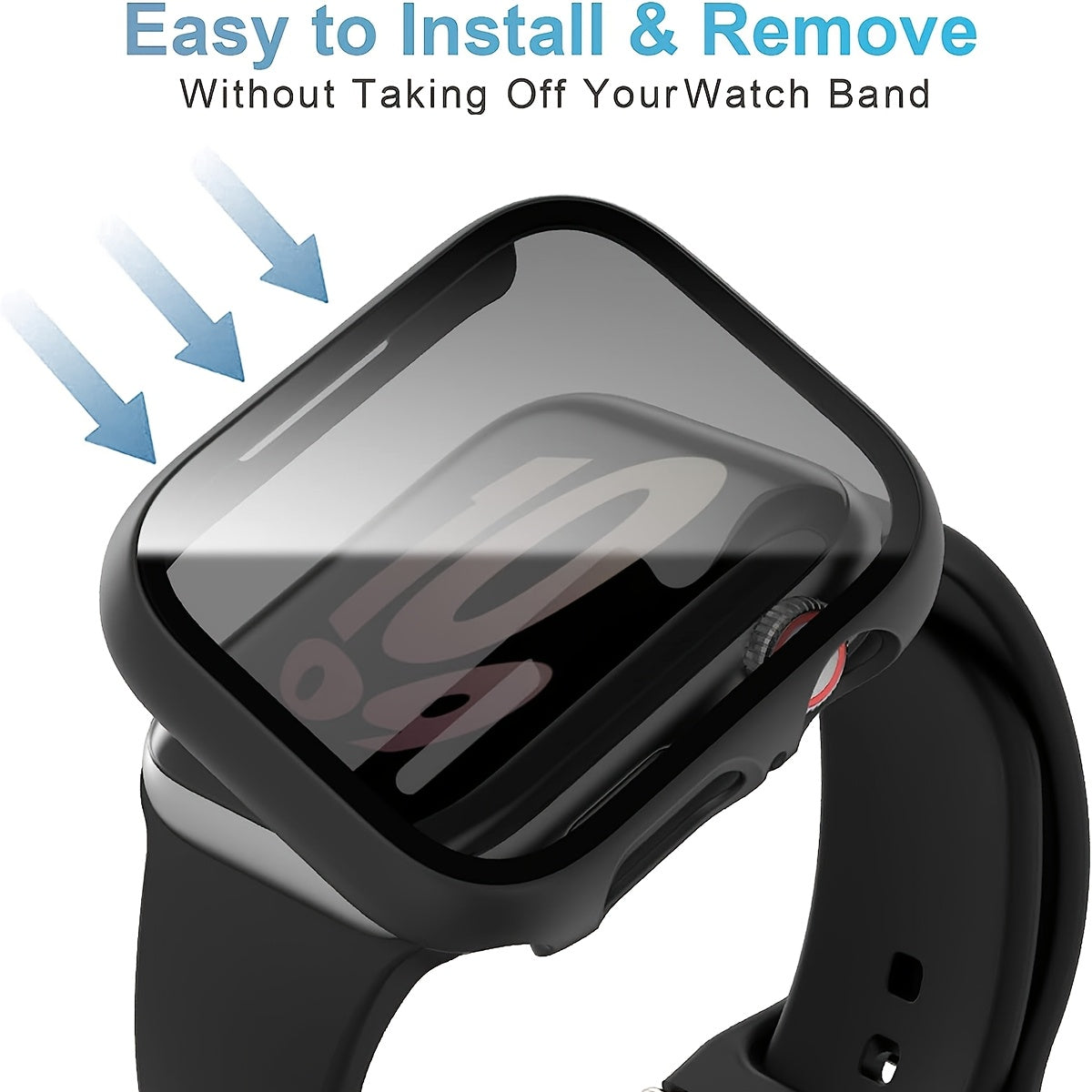 Black Apple Watch Case with 2 Ultra-Thin Tempered Glass Privacy Screen Protectors for Series 1-Ultra 38-49mm