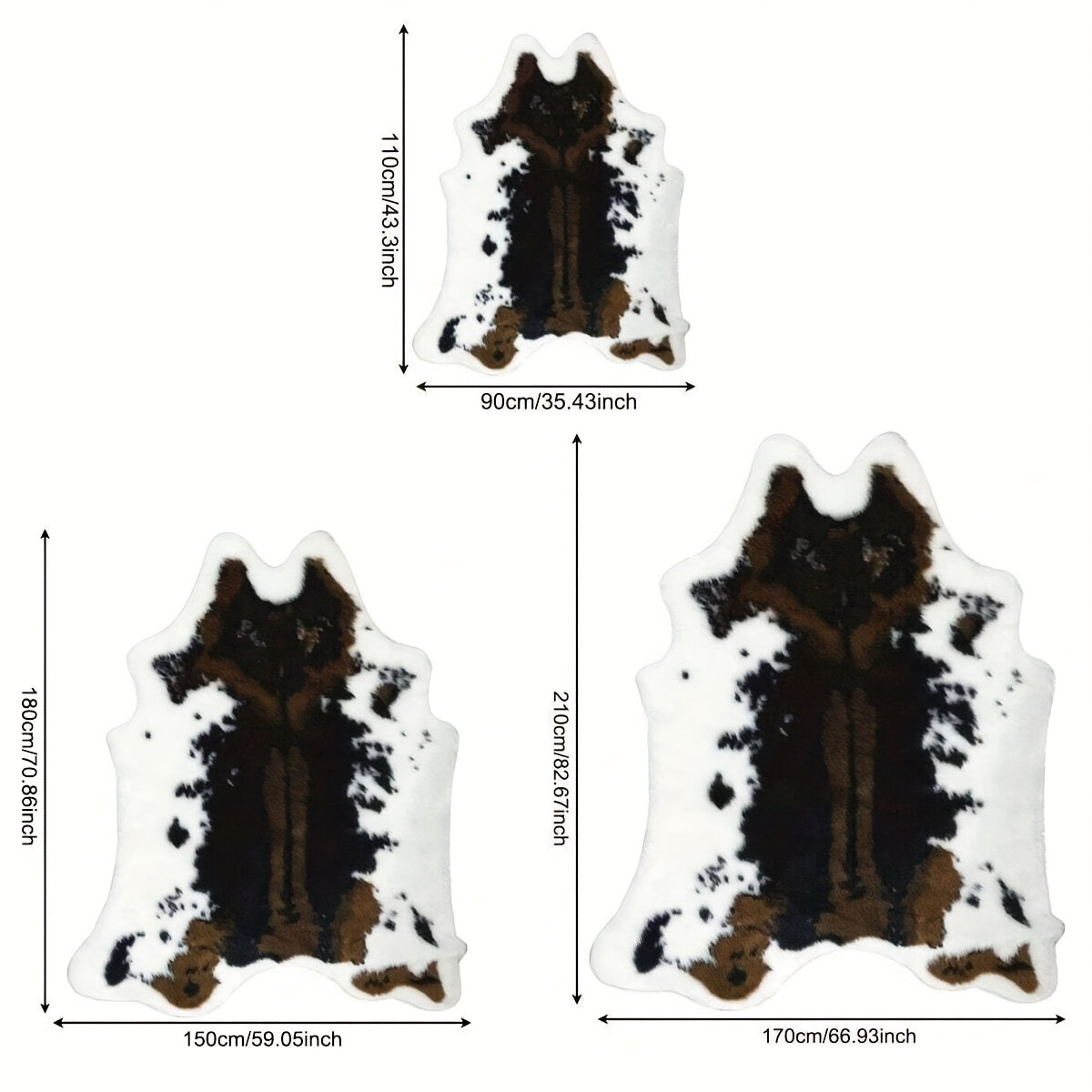 Premium Faux Cowhide Rug Katta Buzoq Chizigʻi bilan Yotoqxona va Yashash Xonasi uchun