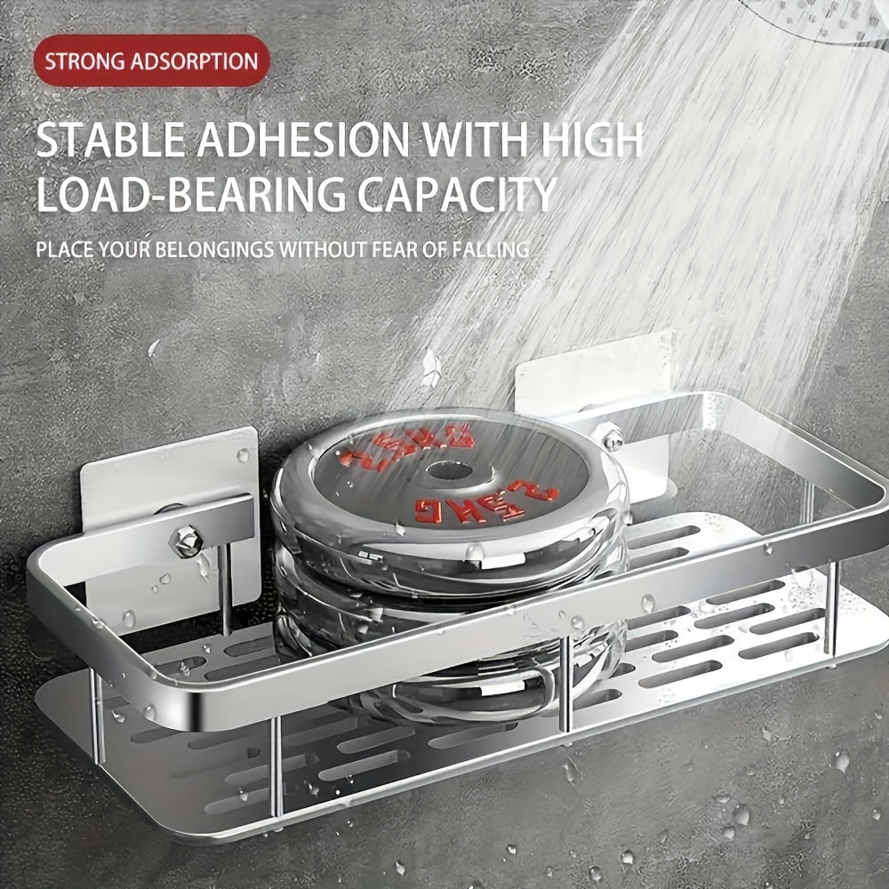 High Capacity Aluminum Wall Rack for Bathroom and Kitchen Space-Saving No Drill Easy Install