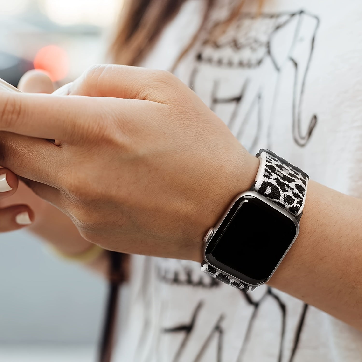 Leopard Print Nylon Watch Strap for Apple Samsung Fitbit Watches