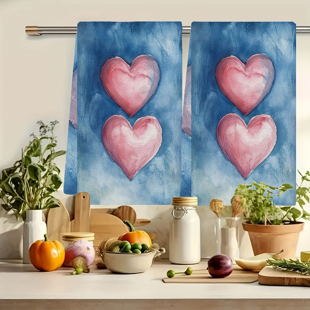 Valentine's Hearts oshxona sochiqlari to'plami 2 Ultra-yumshoq so'radigan idishlarni quritish