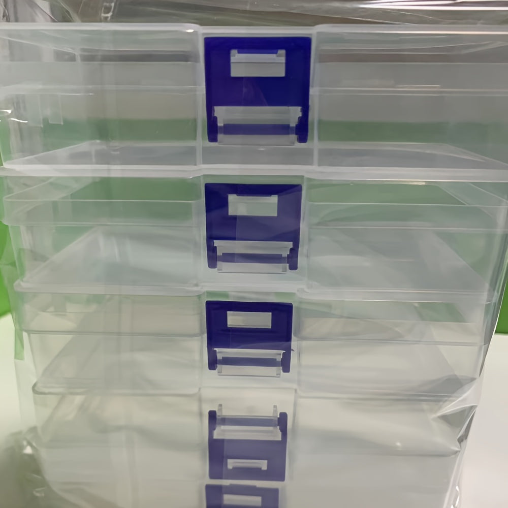 Caja de almacenamiento de plástico transparente con 5 compartimentos para joyas, maquillaje y herramientas