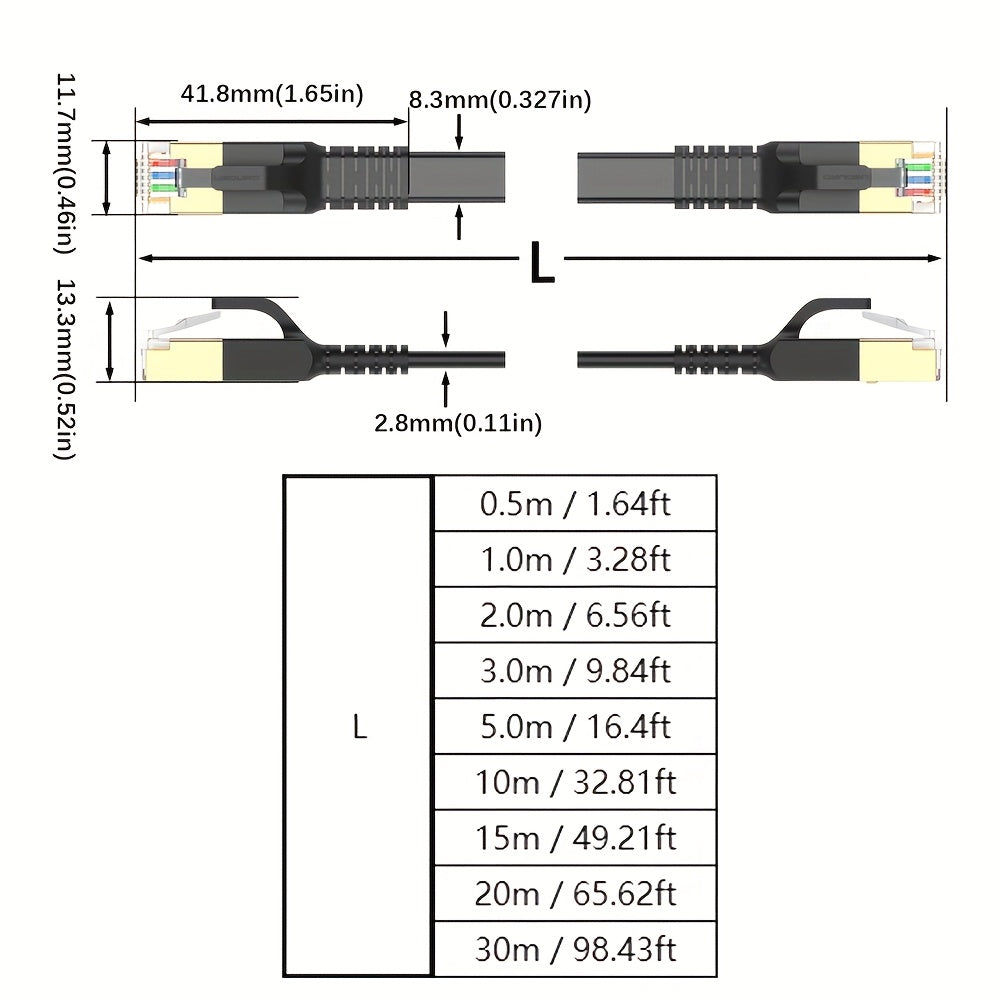 Cable Ethernet plano Cat8 2000MHz 40Gbps macho a macho para PS5 portátil MacBook