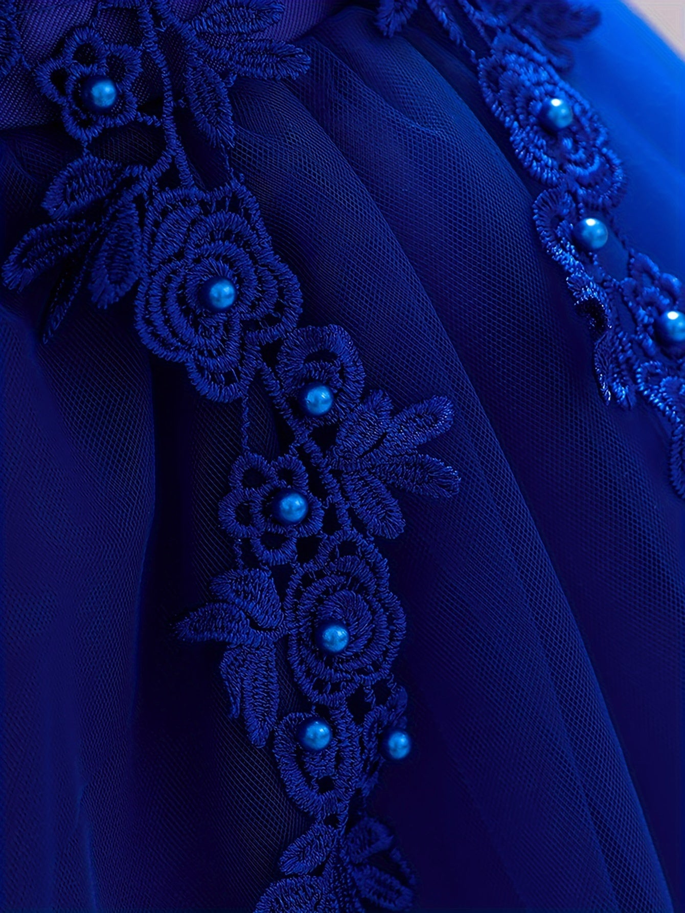 Girls Sleeveless Flower Embroidered Midi Dress with Bowknot for Formal Parties