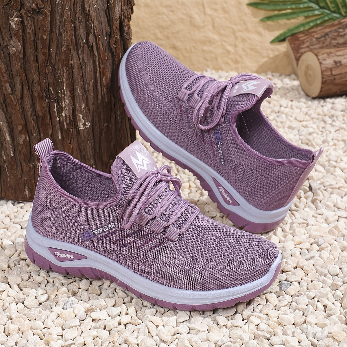 Women's Black Knit Mesh Sneakers with Lace-Up Closure and Dual-Layer Sole