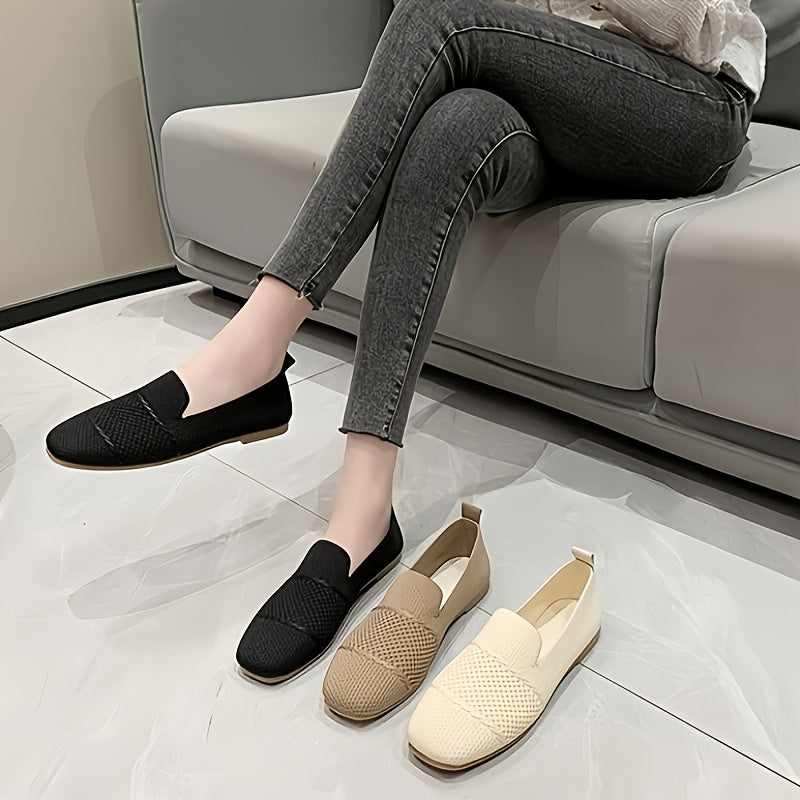 Women's Breathable Knit Slip-On Loafers Casual Flat Shoes | Versatile Comfort