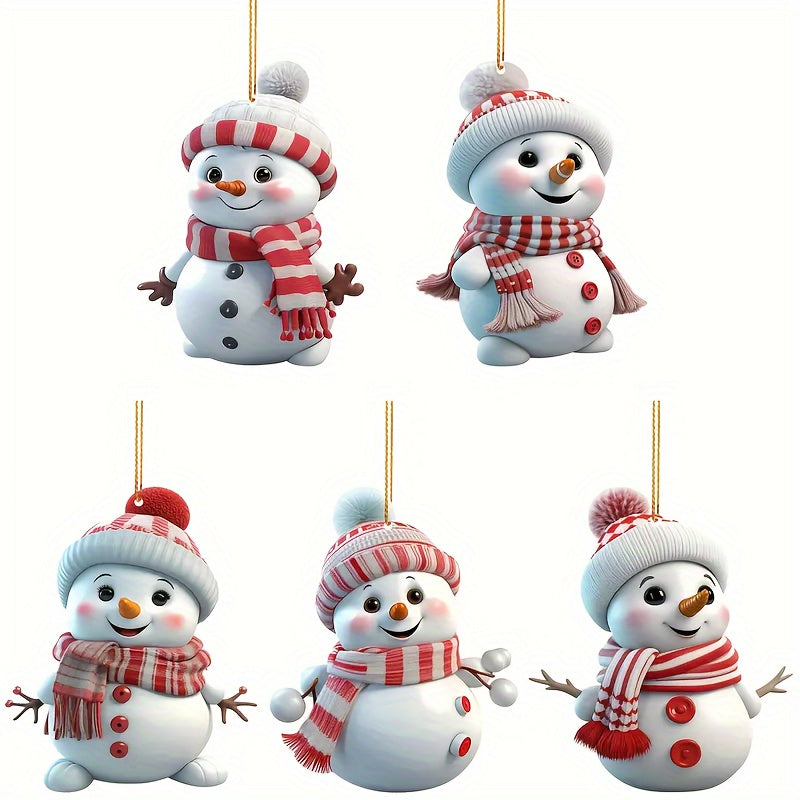 Acrylic Snowman Decorations for Christmas Trees No Electricity Needed Set of 5