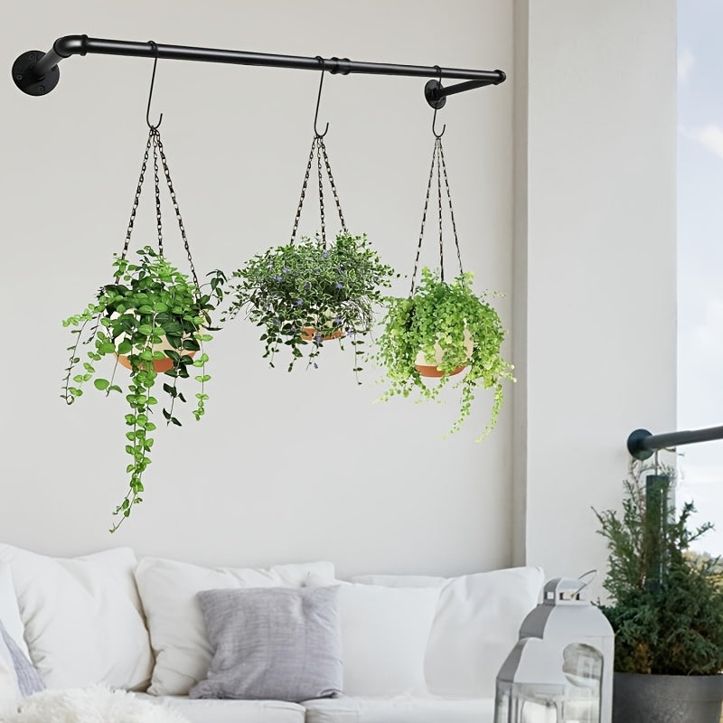 Industrial Metal Hanging Plant Rod for Indoor Outdoor Use with Multiple Components