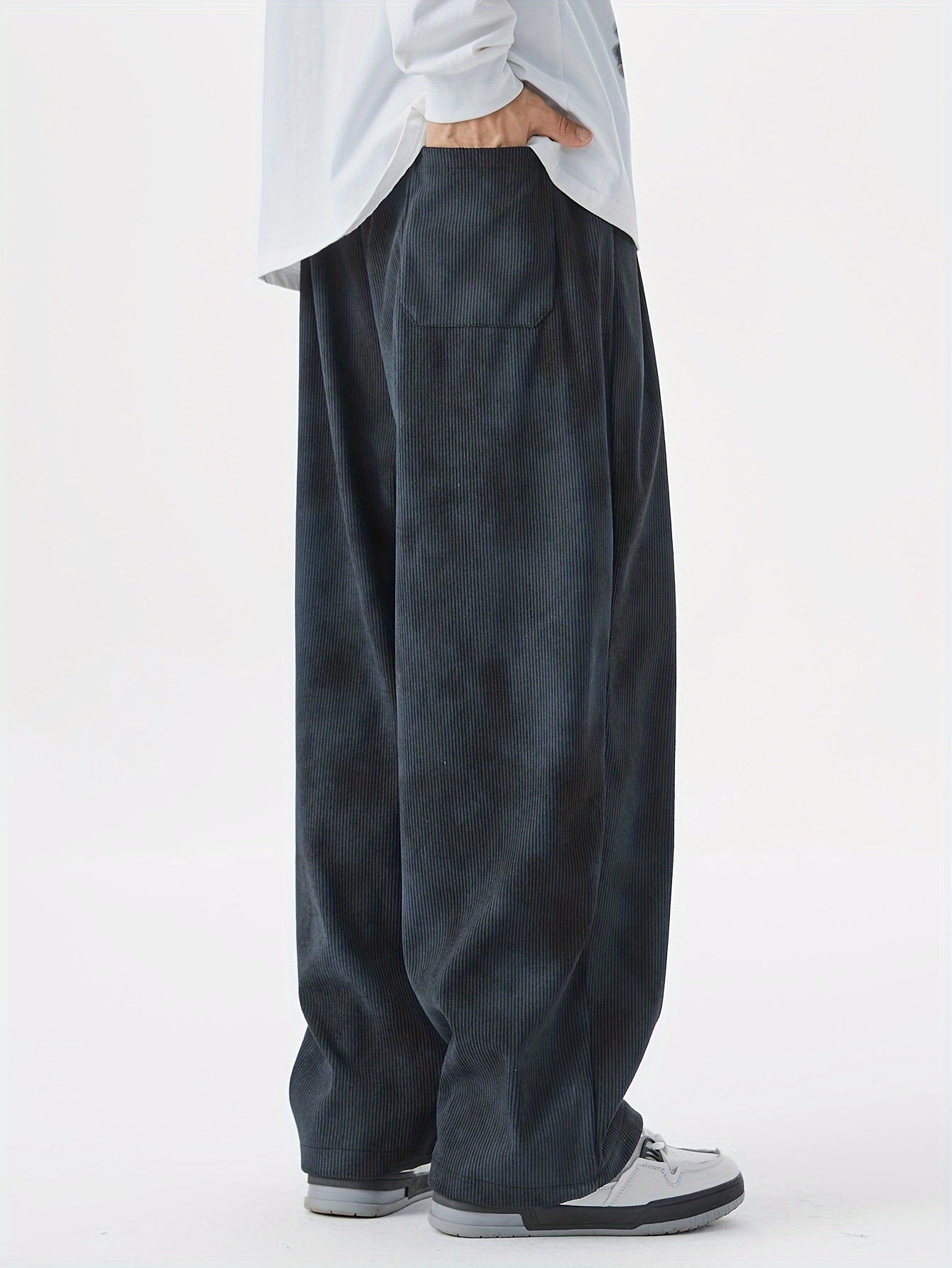 Men's Plus-Size Casual Drawstring Pants with Geometric Pattern Polyester Sports Trousers All-Season