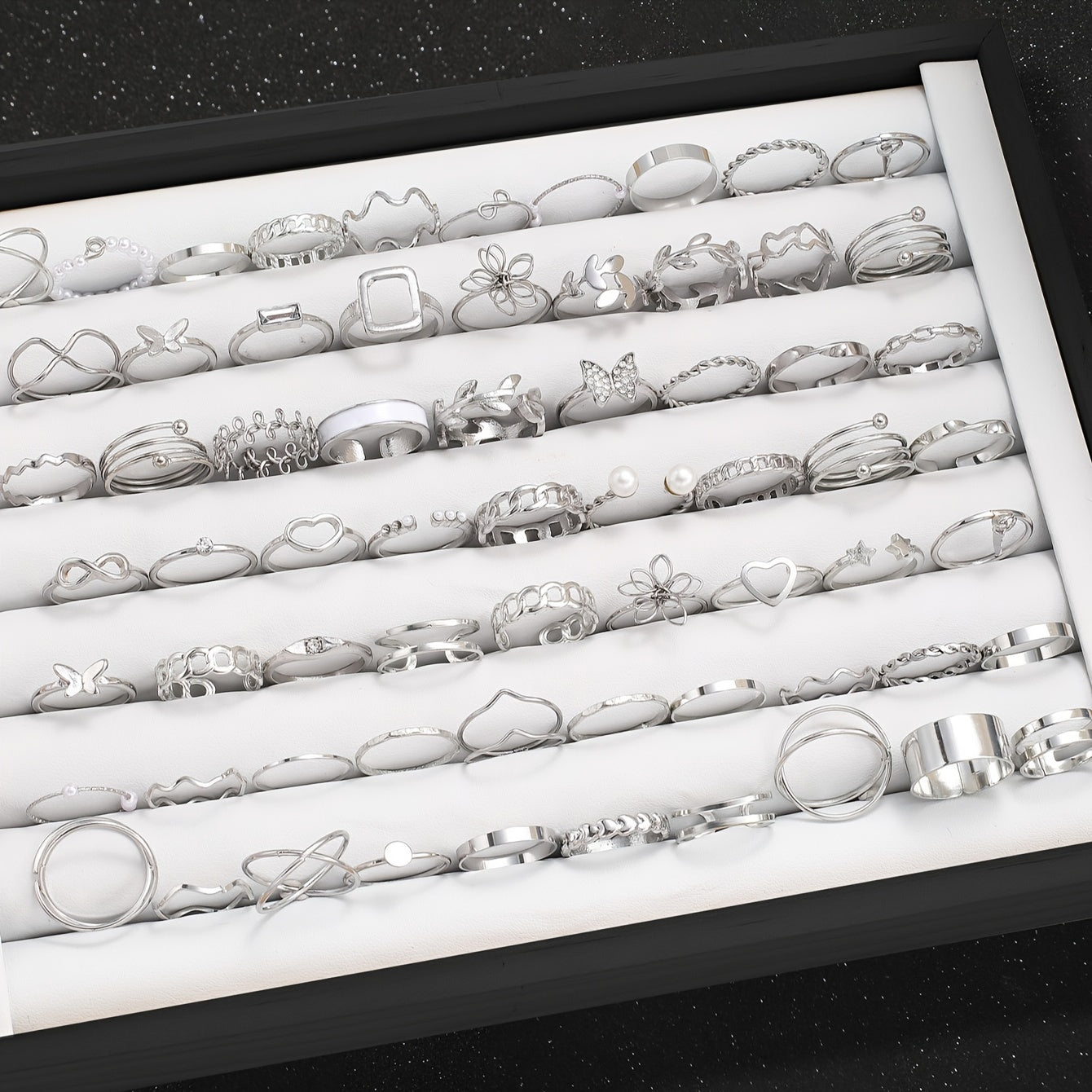 Women’s 66-Piece Jewelry Set with Heart, Butterfly, Flower, Geometric, Pearl, Star, Rhinestone Designs