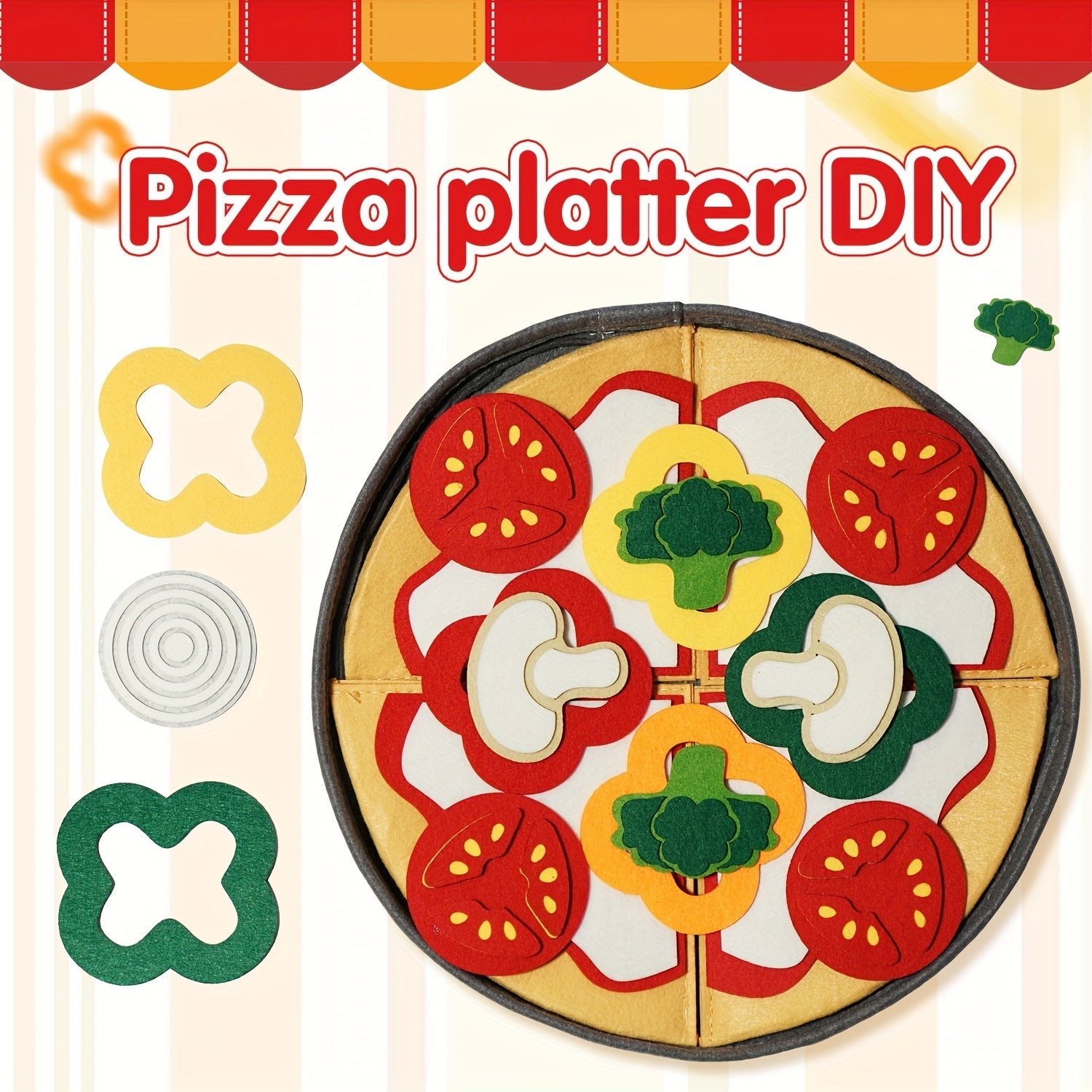 Kids' Toy Food Set 41-Piece Velvet Pizza Play Food for Children Kitchen Roleplay