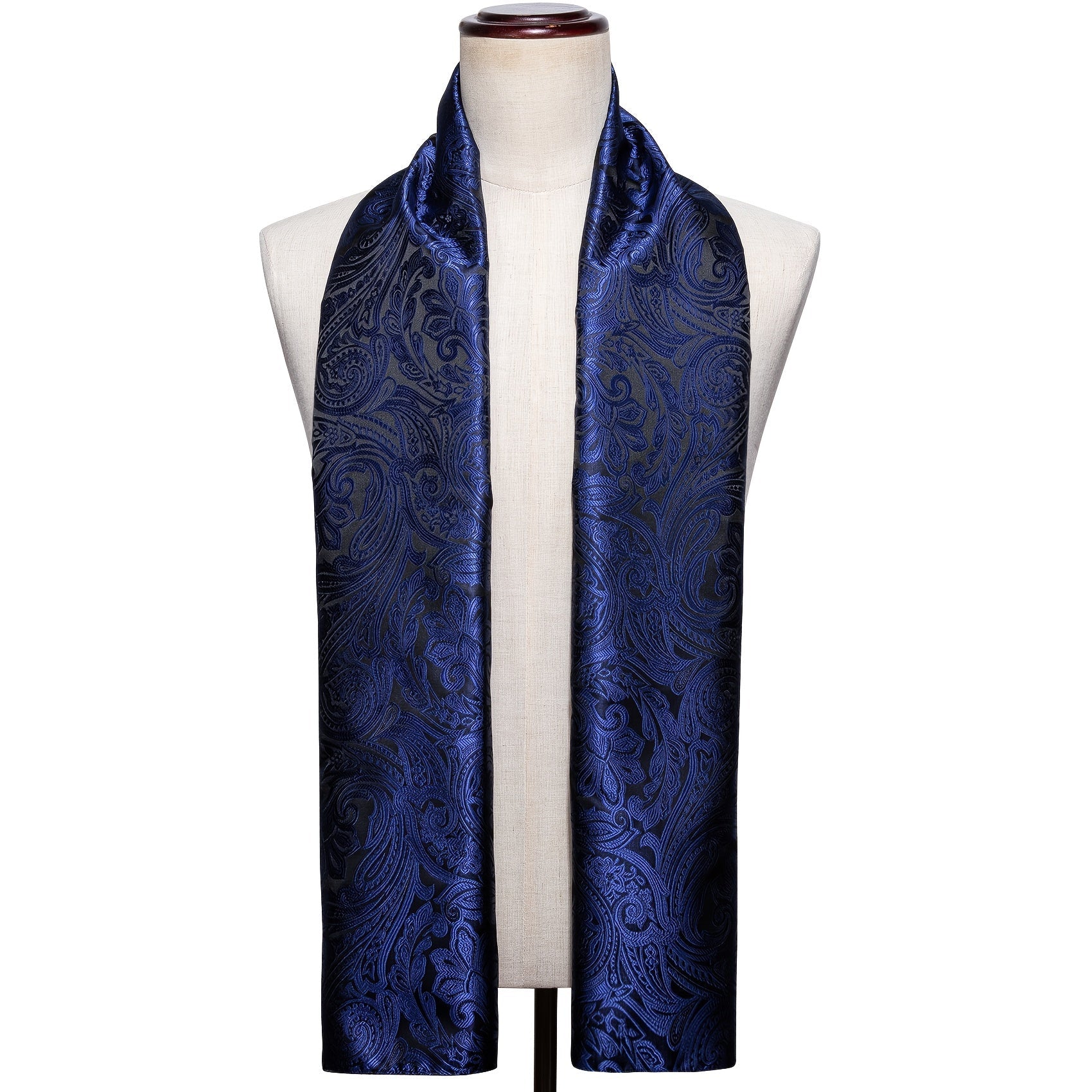Men's Black Jacquard Paisley Floral Scarf for Autumn Winter