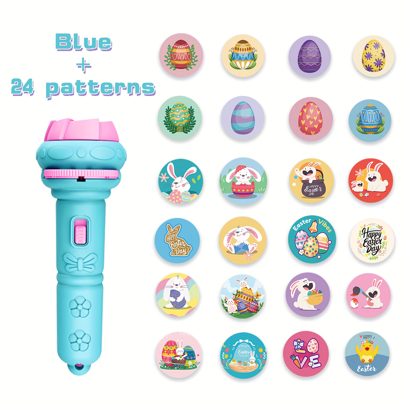 Easter Projection Flashlight Battery-Powered ABS Plastic Bunny Egg Pattern Purple Blue Decoration