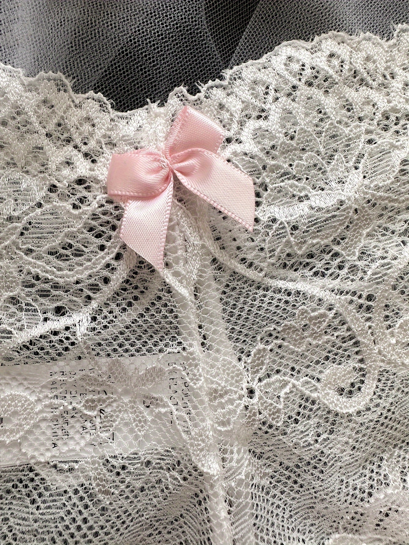 Women's Lace Open Crotch Panties with Bow Detail Semi-Sheer Printed Comfortable Lingerie