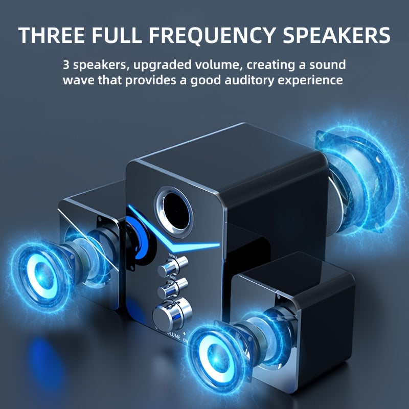 2.1 Channel Desktop Stereo Speakers with LED Lighting for PC, Laptop, Game Console