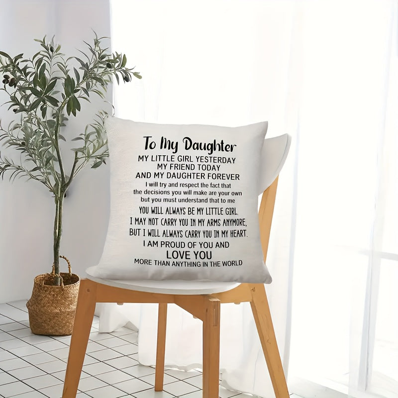 Double-Sided Daughter Pillow Cover Cozy Plush Home Decor Birthday Gift from Mom and Dad