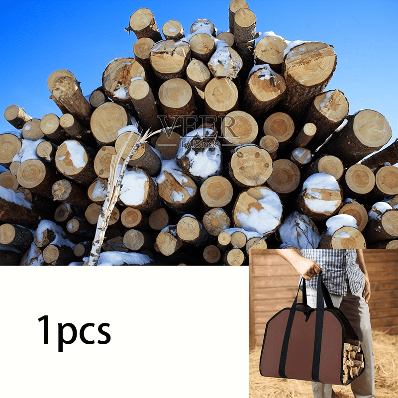 Heavy Duty Canvas Firewood Bag with High Capacity for Camping and Transport