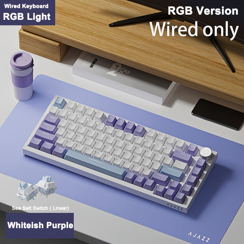 75% Wired Mechanical Gaming Keyboard with Volume Knob RGB Backlit PBT Keycaps Ergonomic USB-C