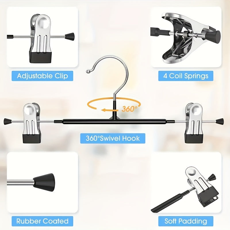 Juego de 5 perchas antideslizantes de acero inoxidable para pantalones, faldas, sujetadores y bufandas, organizador de armario que ahorra espacio