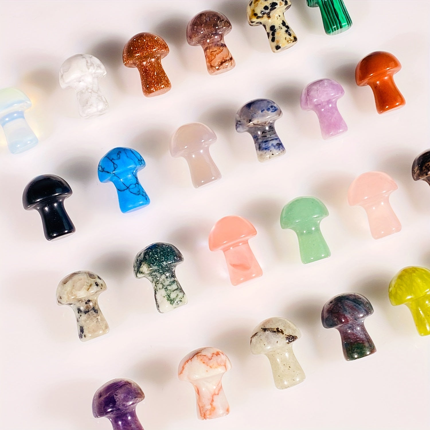 Juego de 5/10/20 mini cristales de cuarzo natural en forma de seta para decoración del hogar y regalos