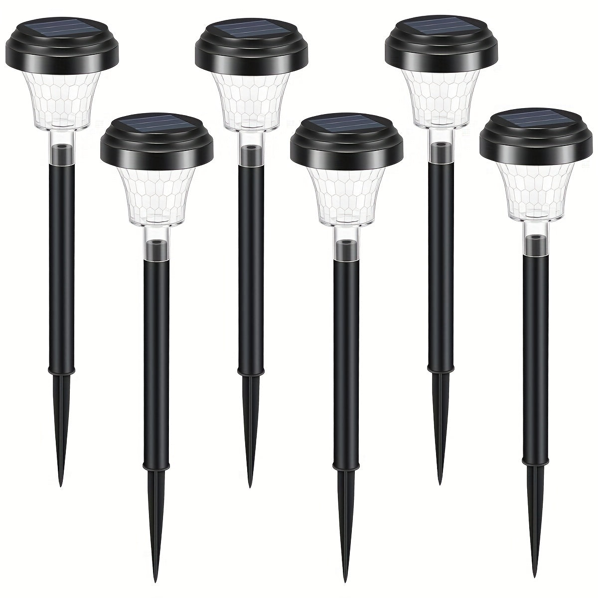 Quyosh energiyasida ishlaydigan, 2, 6, 8 yoki 10 dona to'plarda, RGB+Issiq LED chiroqlari, aqlli sensor kalit va bog' yo'llarini yoritish va bog' bezaklari uchun mo'ljallangan quyosh bog'i chiroqlari.