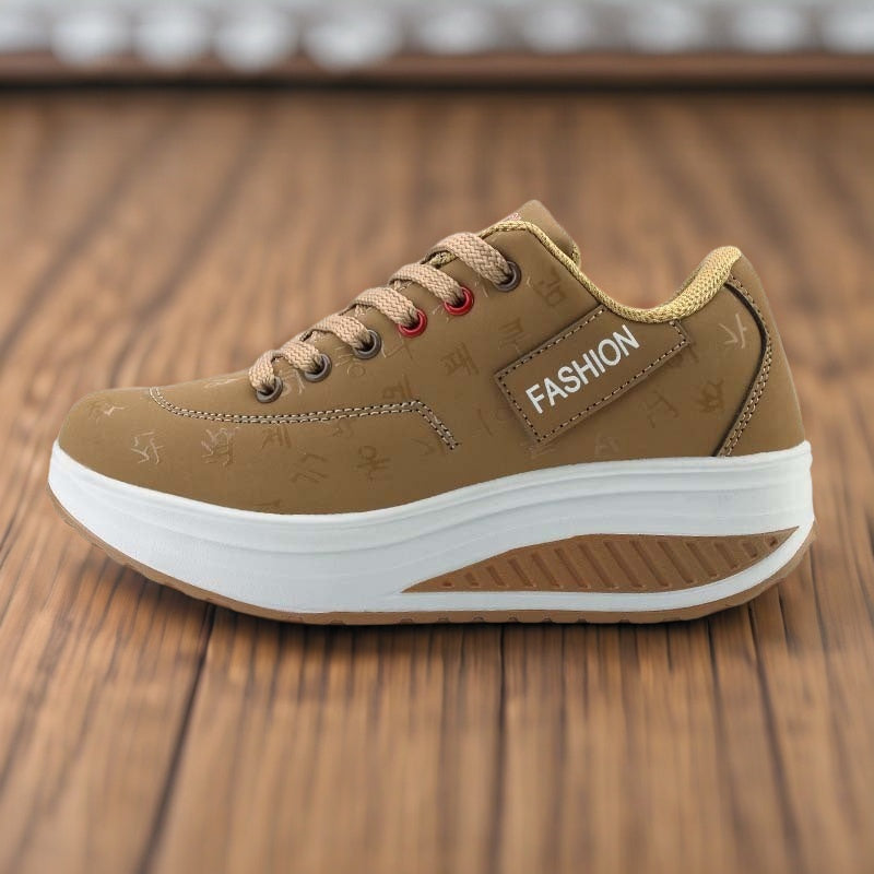 Ayollar uchun qora va pushti kengaytirilgan sport poyabzali, nafas oladigan platformali kundalik poyabzal