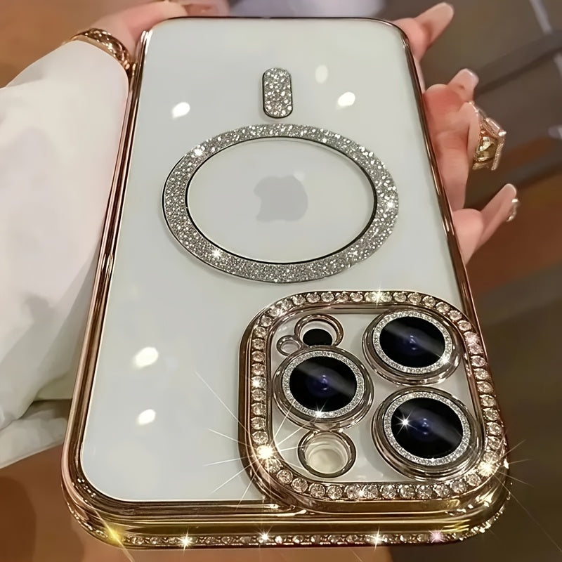 Luxury Rhinestone Magnetic Phone Case for iPhone 11 Pro Max Lens Protection