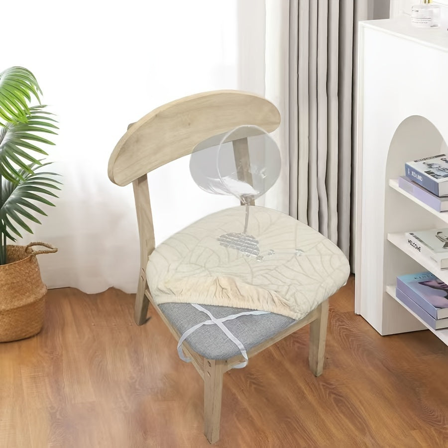 Stretch Chair Cover Polyester Natural Wood Finish All-Season Dining Room Seat Protector